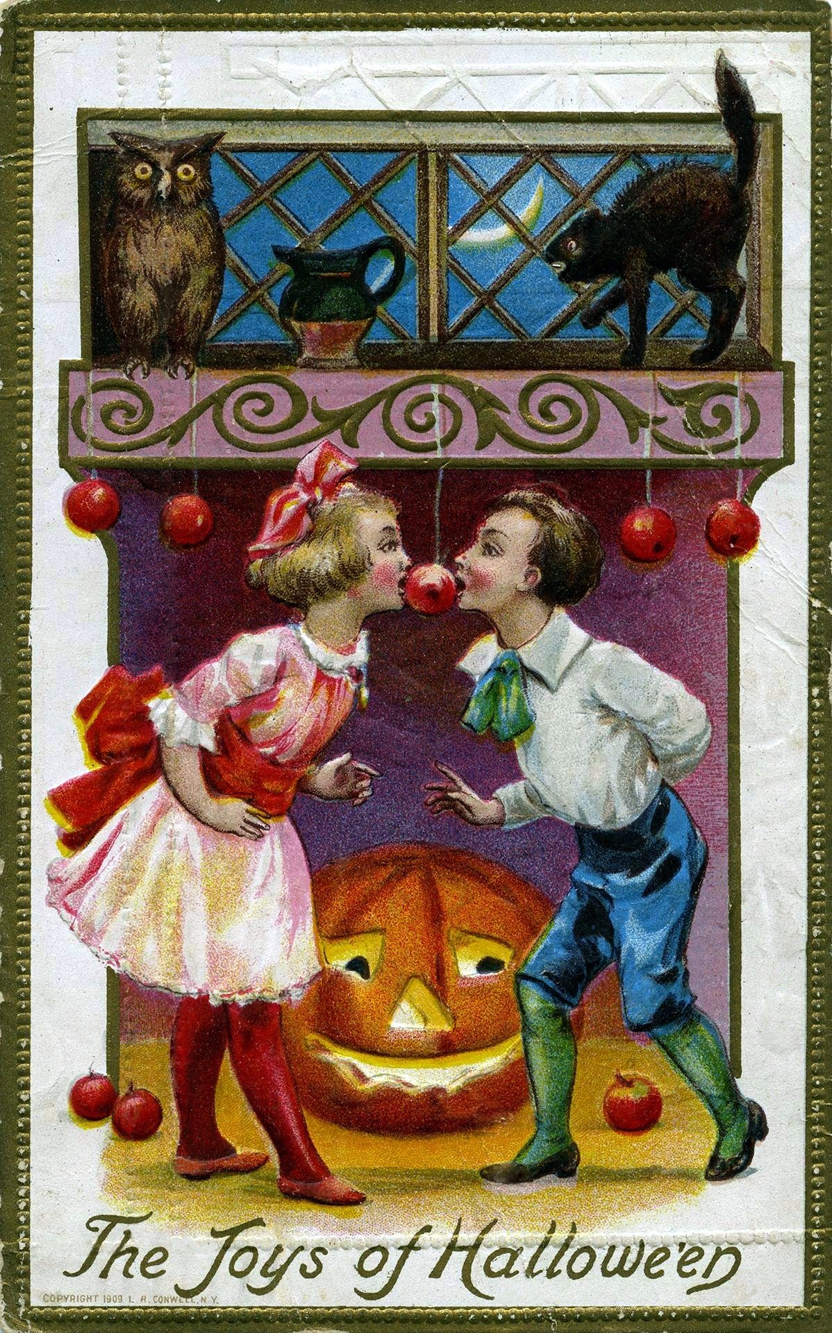Vintage Halloween Postcard Canvas Tote — 14×16