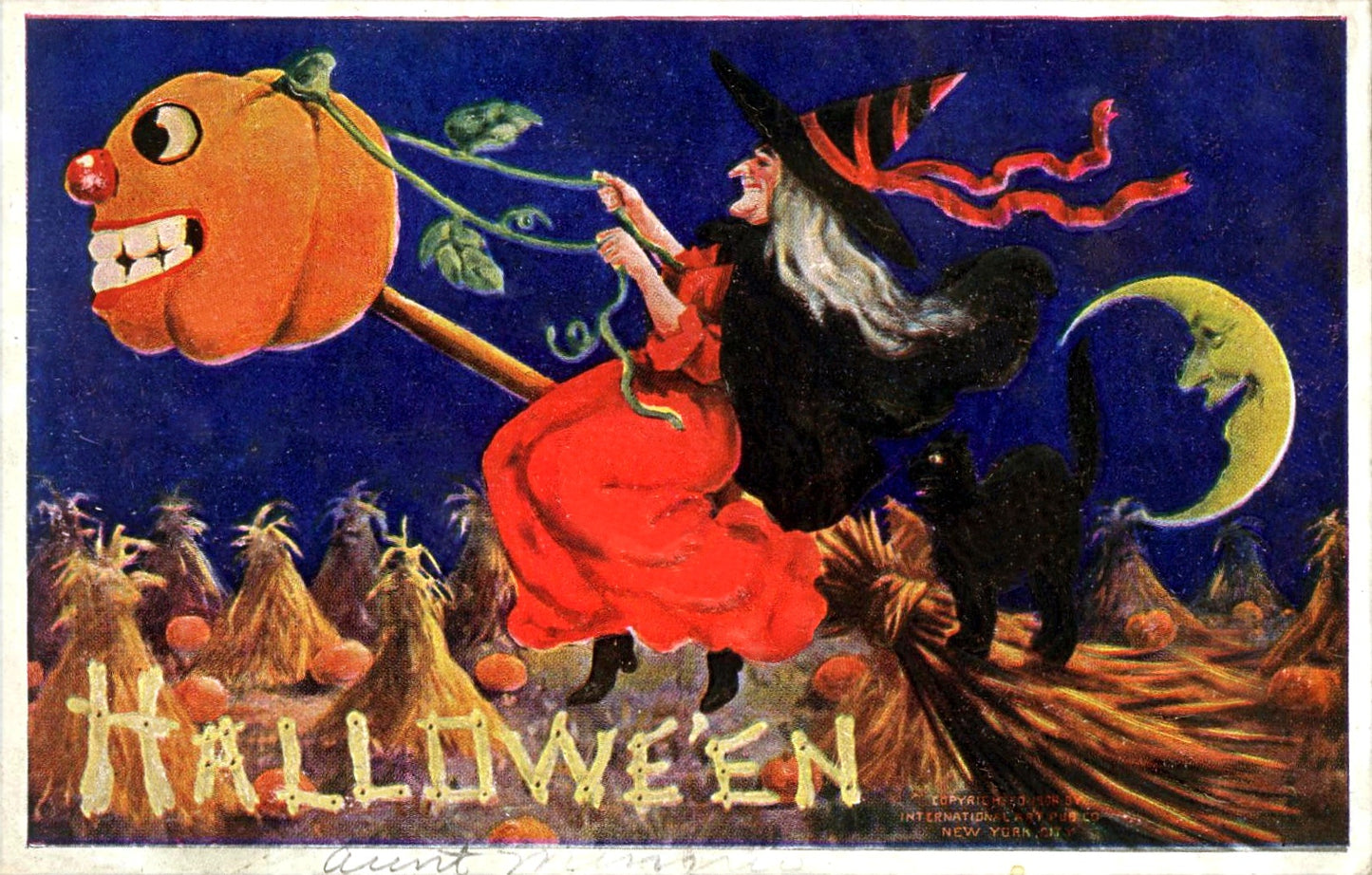 Vintage Halloween Postcard Canvas Tote — 14×16