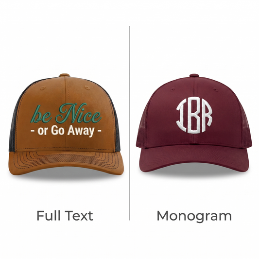 Text & Monogram Embroidery – Richardson 112 Hat | No Digitizing Fee