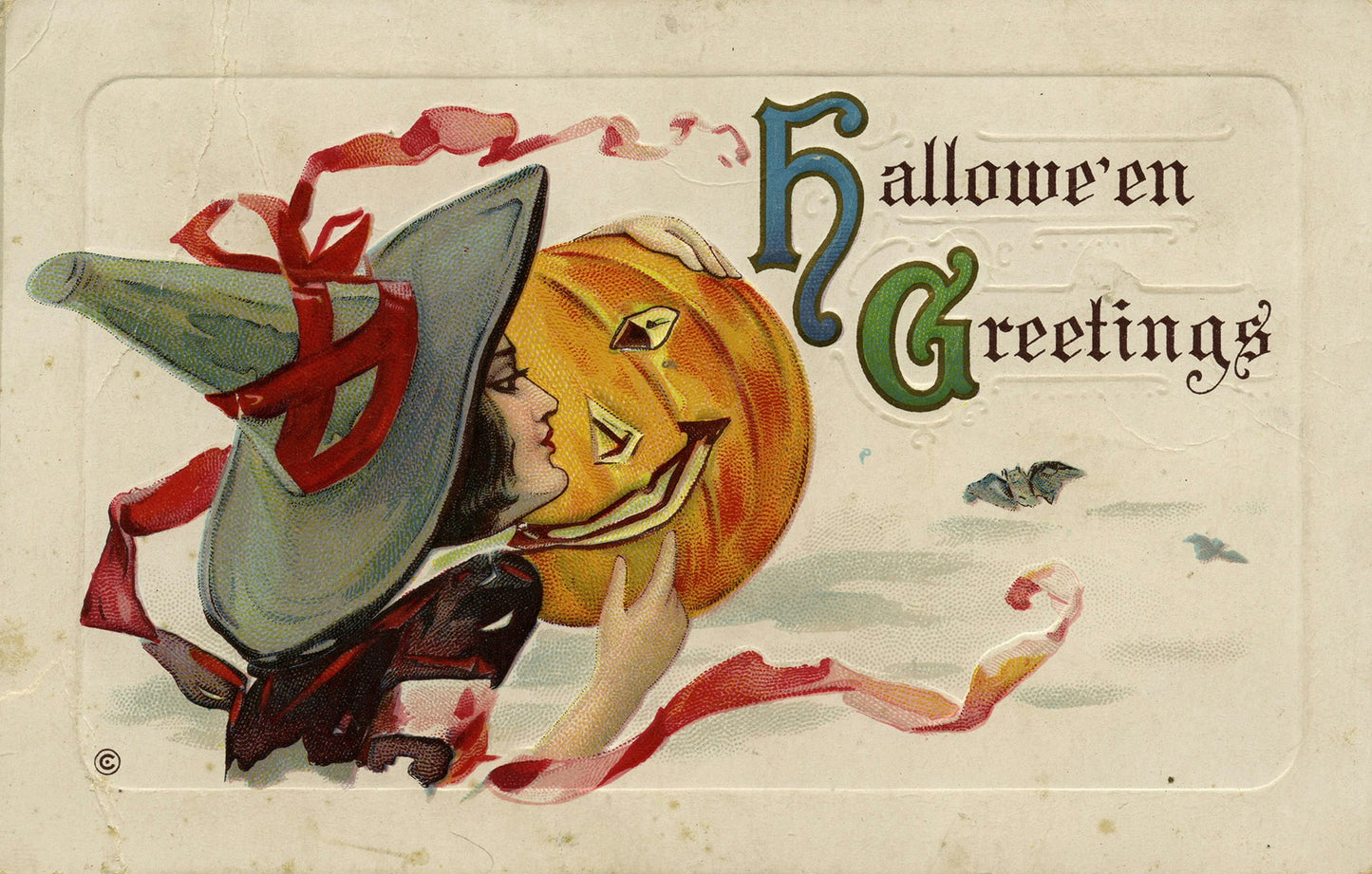 Vintage Halloween Postcard Canvas Tote — 14×16