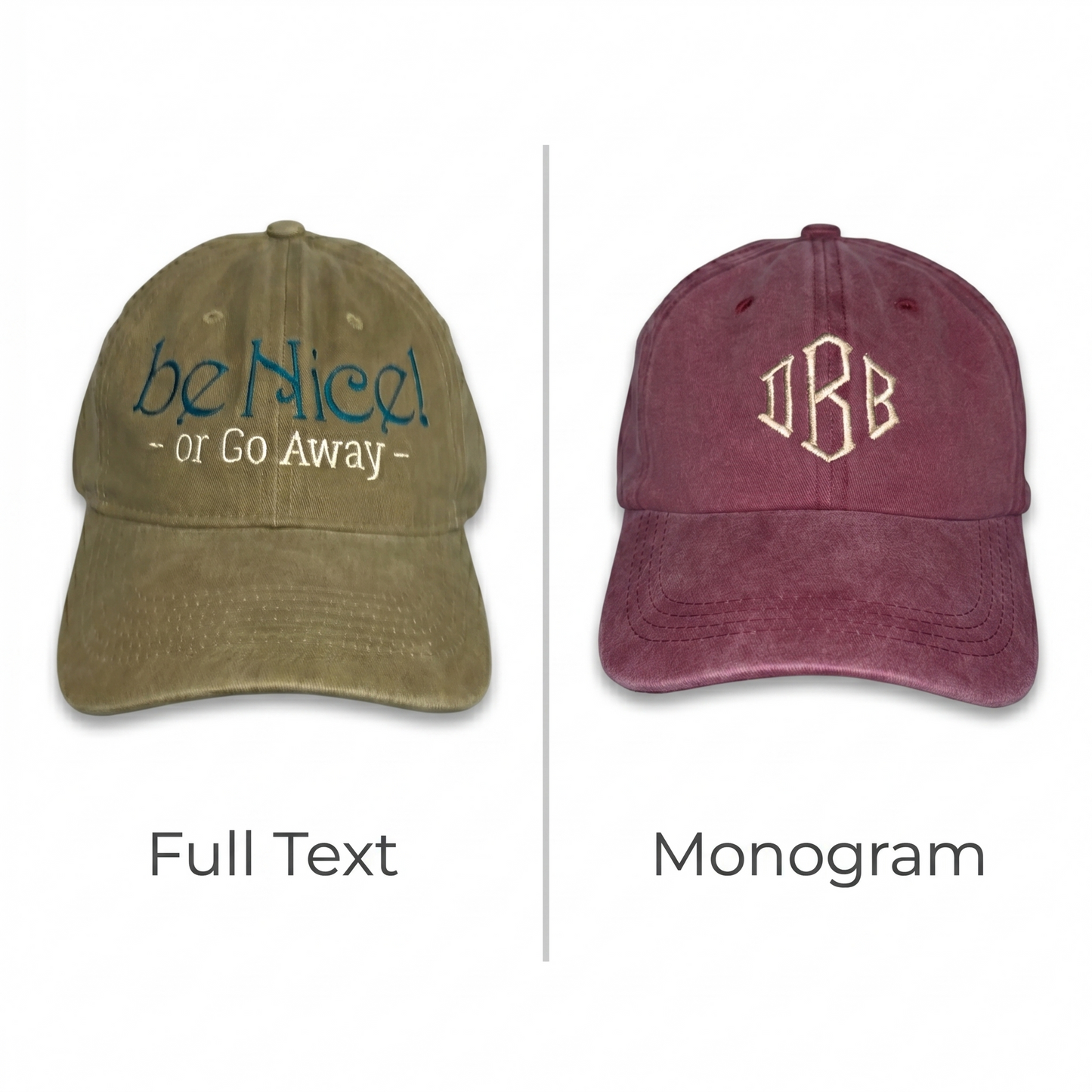 Text & Monogram Embroidery – Unstructured Hat | No Digitizing Fee