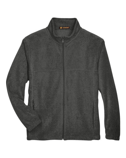 Harriton M990 Men's Full-Zip Fleece in Charcoal