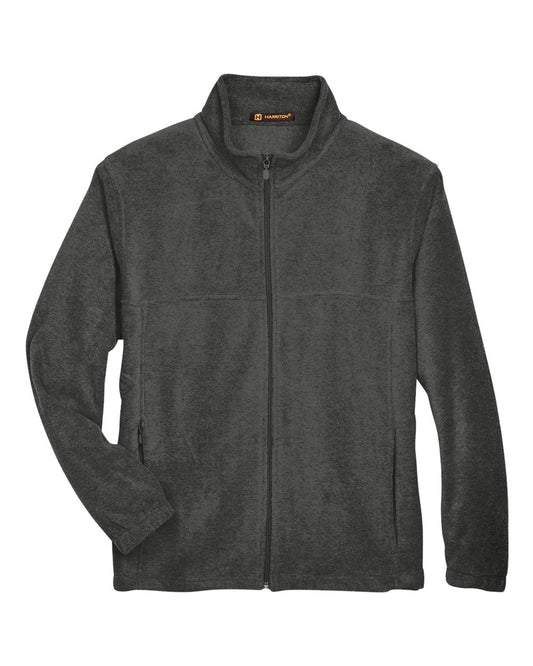Harriton M990 Men's Full-Zip Fleece in Charcoal
