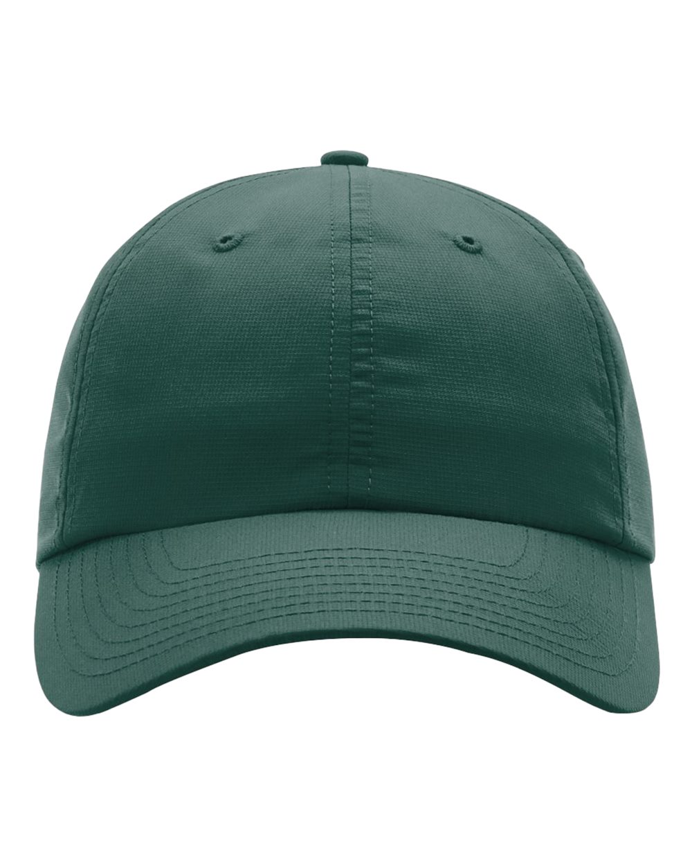 Dark green six-panel cap with a low profile crown, front view