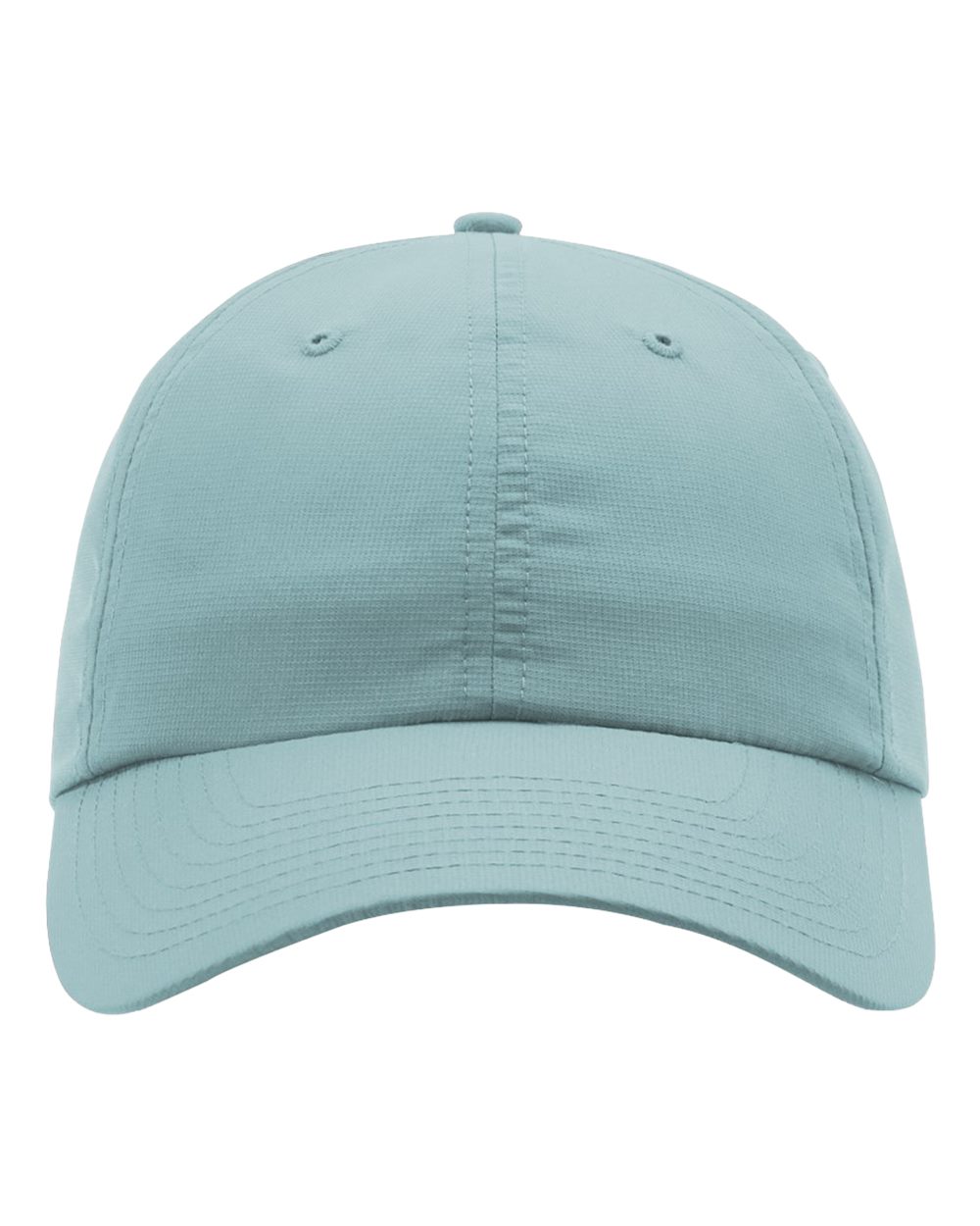 Smoke blue cap with a soft front panel suited to embroidered lettering