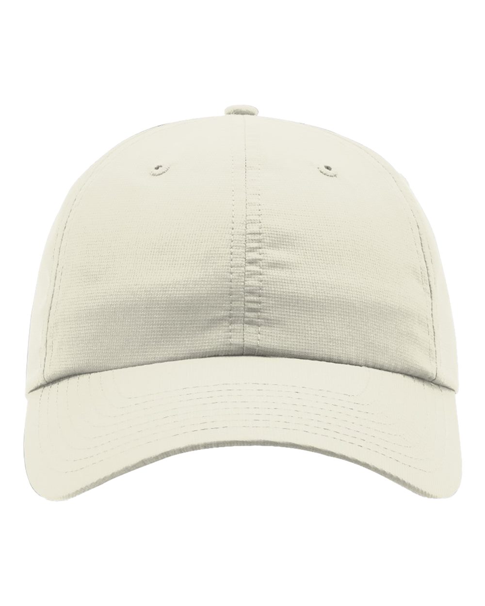 Stone neutral cap, front view of the panel where initials are embroidered