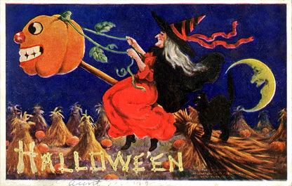 Vintage Halloween Postcard Canvas Tote — 14×16