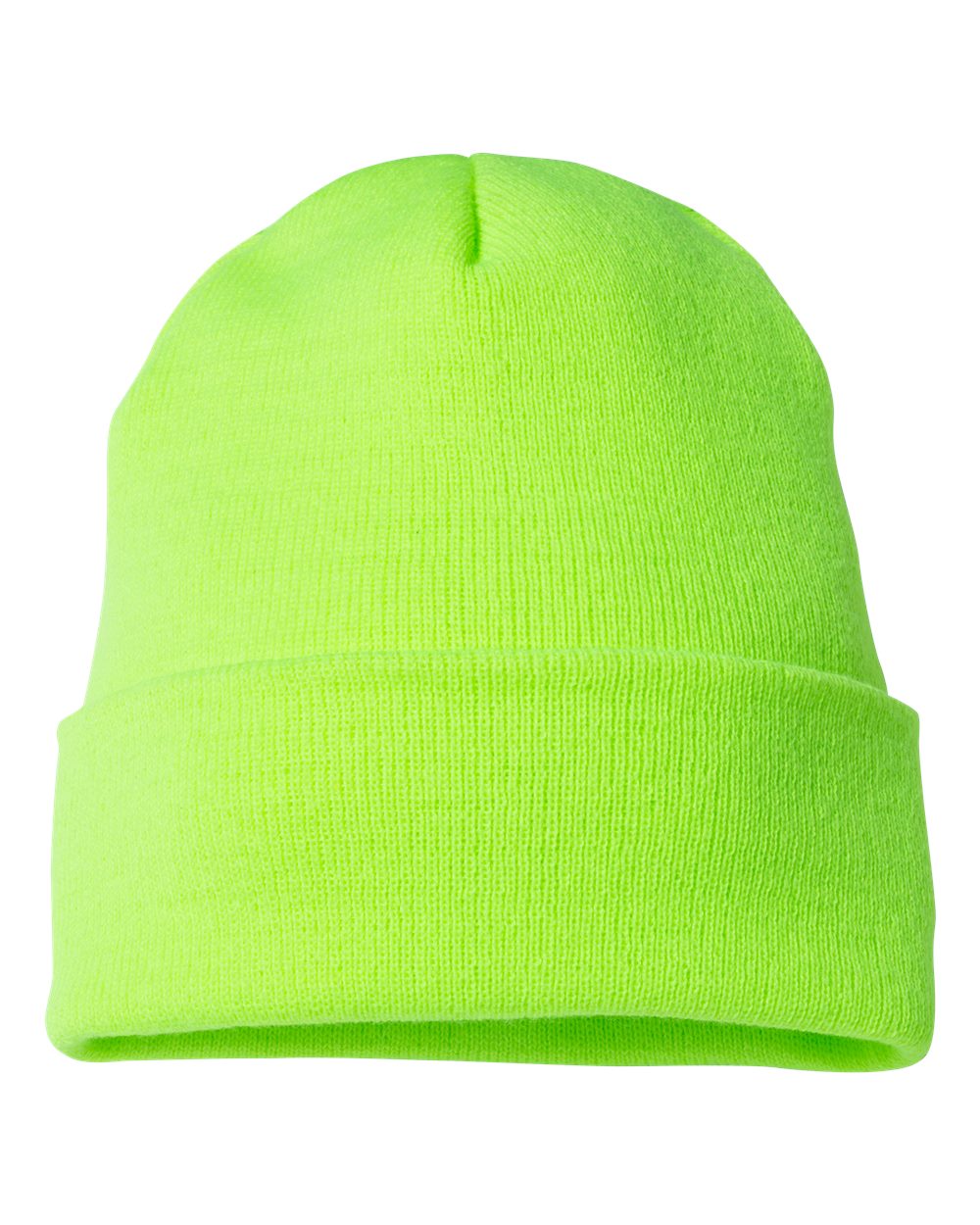 YP Classics 1501KC cuffed beanie in Safety Green