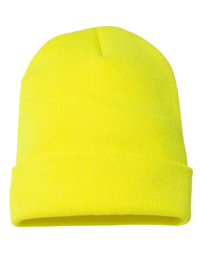 YP Classics 1501KC cuffed beanie in Safety Yellow