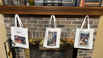 Vintage Halloween Postcard Canvas Tote — 14×16