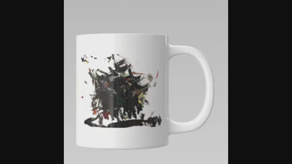 “Black Cat Fight”– Artsy Fartsy Mug, 11oz White Ceramic Coffee Cup, Artwork by Rose, Age 4