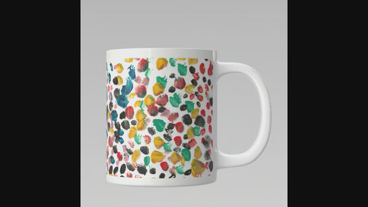 Thoughtful Dots – 11oz Ceramic Art Mug by Peyton | Artsy Fartsy